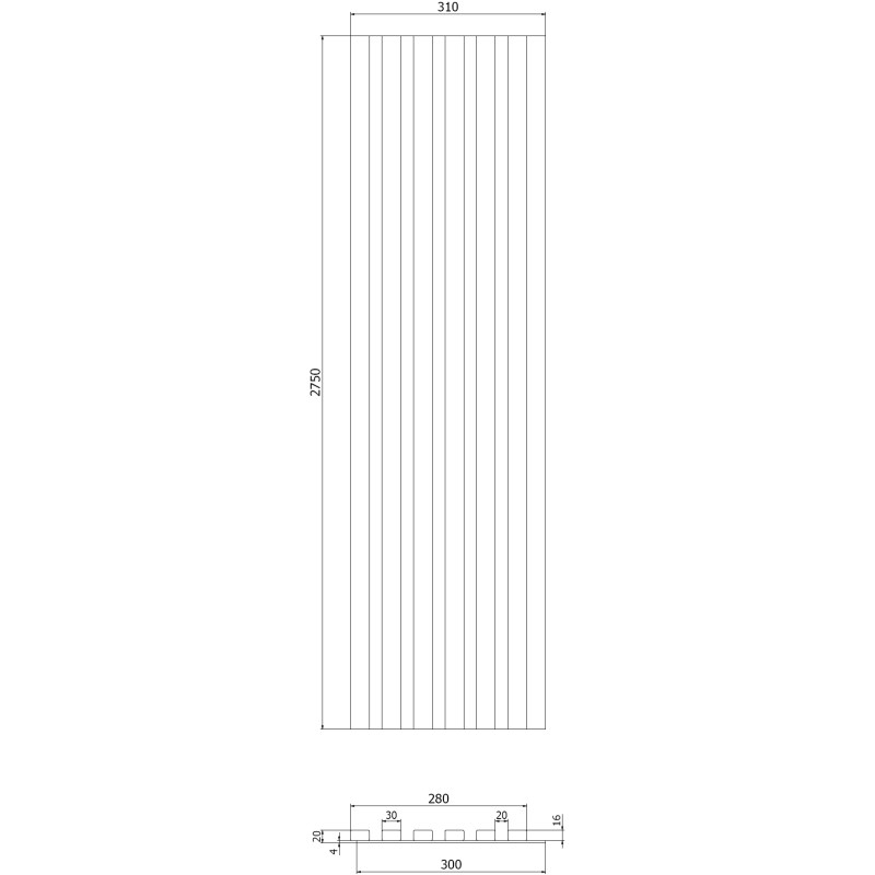 Mexen Lam-B стенни панели 275 x 30 см, HDF плоча 4 мм, технически фурнир, Сребърен