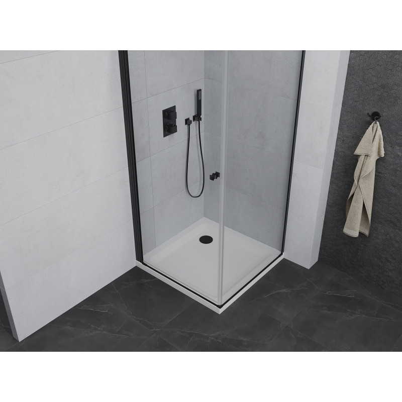 Mexen Pretoria ъглова душ кабина 70 x 70 см, прозрачна, черна + корито Flat