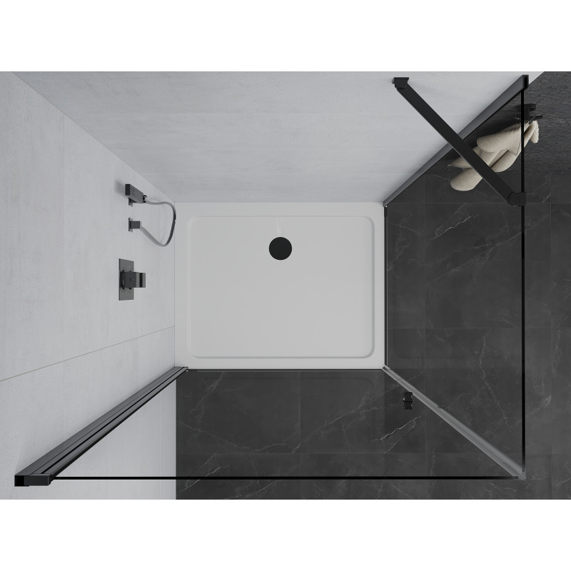 Mexen Pretoria душ кабина с врата, 70 x 100 см, прозрачна, черна + корито Flat