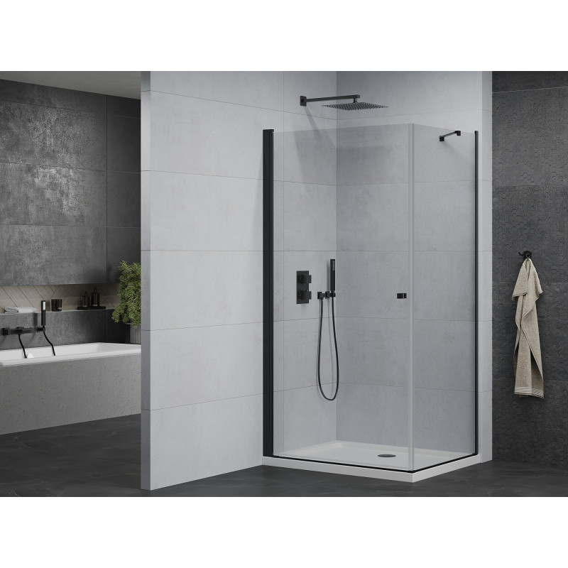 Mexen Pretoria отваряема душ кабина 80 x 100 см, прозрачна, черна + поддушово