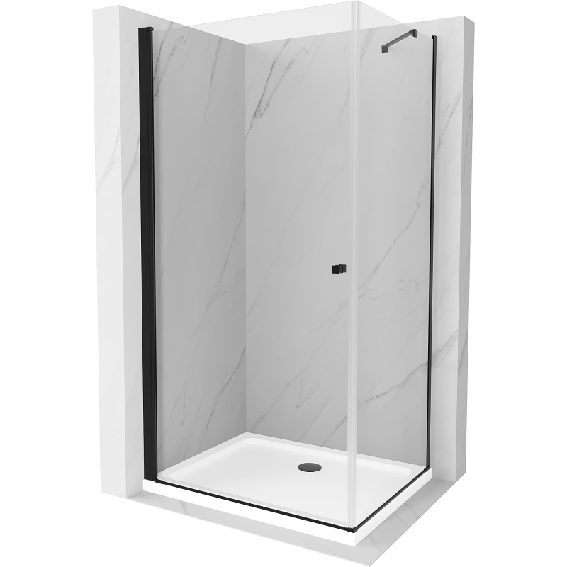 Mexen Pretoria душ кабина наклонена 90 x 70 см, прозрачна, черна + душ под Flat - 852-090-070-70-00-4010B