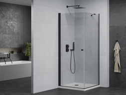 Mexen Pretoria душ кабина с отвор на 90 x 90 см, прозрачна, черна + Flat под - 852-090-090-70-00-4010B