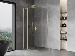 Mexen Mist T душ кабина с отварящи се врати 80 x 80 см, прозрачна, златиста матова - 8A4T-080-080-55-00