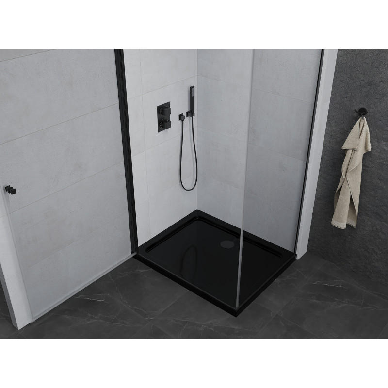Mexen Pretoria отваряща душ кабина 70 x 100 см, прозрачна, черна + корито Flat,