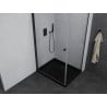 Mexen Pretoria душ кабина с колело 80 x 70 см, прозрачна, черна + под душ Flat, черен - 852-080-070-70-00-4070B