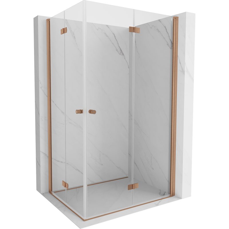 Mexen Mist-F Duo сгъваема душ кабина 95 x 100 см, прозрачна, четкан мед - 8A6-095L-100P-65-00