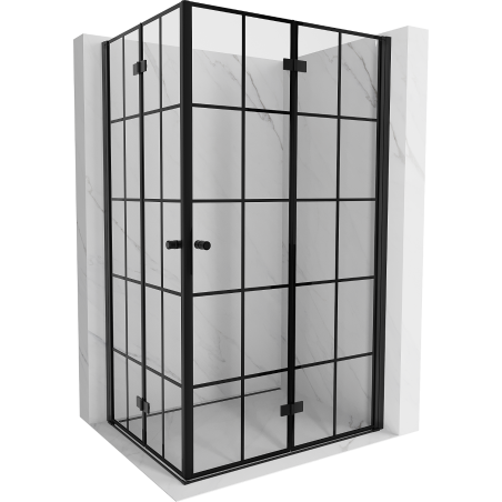 Mexen Mist-F Duo сгъваема душ кабина 70 x 85 см, черна решетка, черна - 8A6-070L-085P-70-77