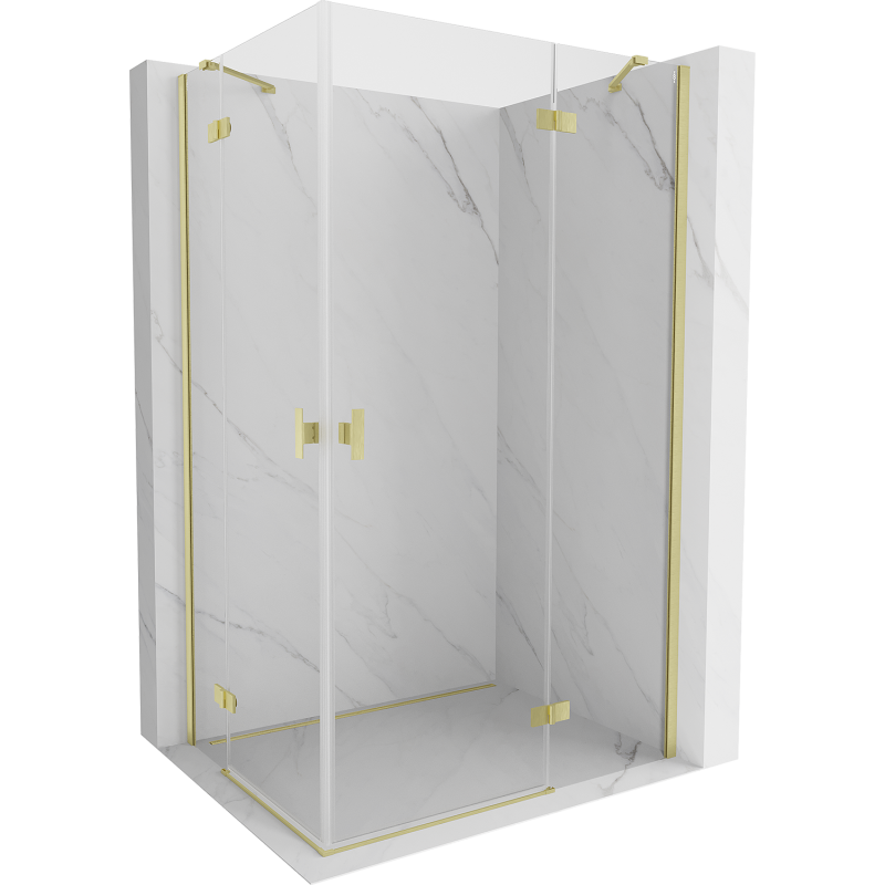 Mexen Mist H Duo душ кабина с отварящи се врати 80 x 120 см, прозрачна, златно матова - 8A5-080L-120P-55-00