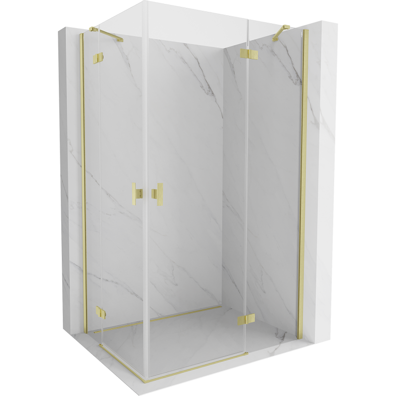 Mexen Mist-H Duo душ кабина с разтварящи се врати 90 x 120 см, прозрачна, четкано злато - 8A5-090L-120P-55-00