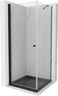 Mexen Pretoria душ кабина с отваряеми врати 80 x 80 см, прозрачен, черен + поддон Flat, черен - 852-080-080-70-00-4070B
