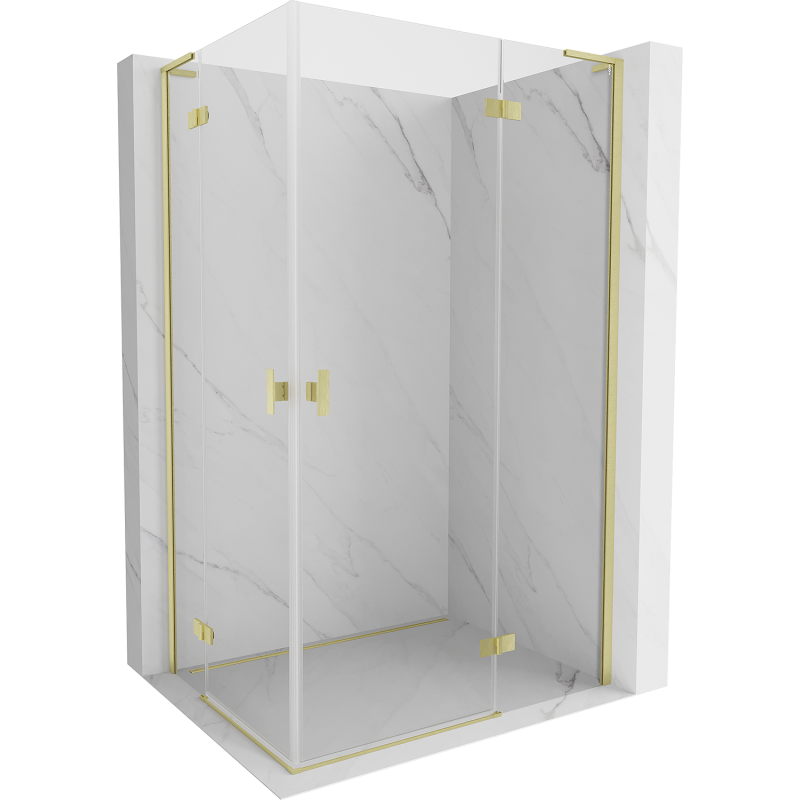 Mexen Mist-H L Duo душ кабина с отваряща се врата 75 x 110 см, прозрачна, злато мат - 8A5L-075L-110P-55-00