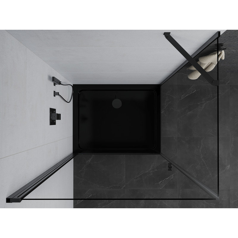 Mexen Pretoria отваряема душ кабина 90 x 80 см, прозрачна, черна + поддушово