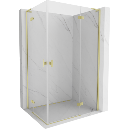 Mexen Mist-H L Duo душ кабина с отварящи се врати 75 x 120 см, прозрачна, матово злато - 8A5L-075L-120P-55-00