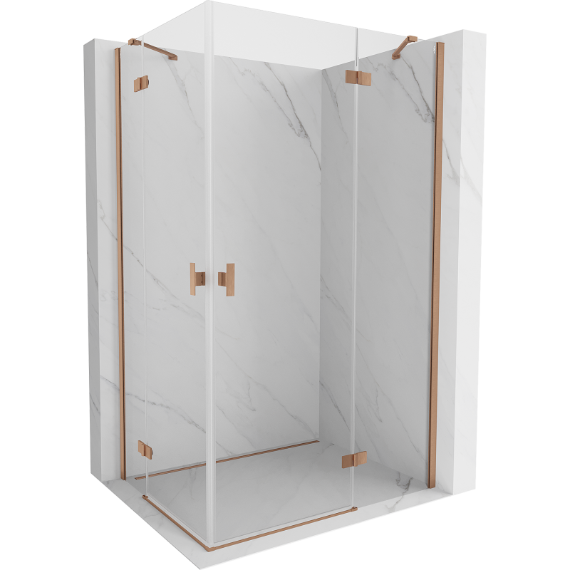 Mexen Mist H Duo стъклена душ кабина 90 x 105 см, прозрачна, с четкана мед - 8A5-090L-105P-65-00