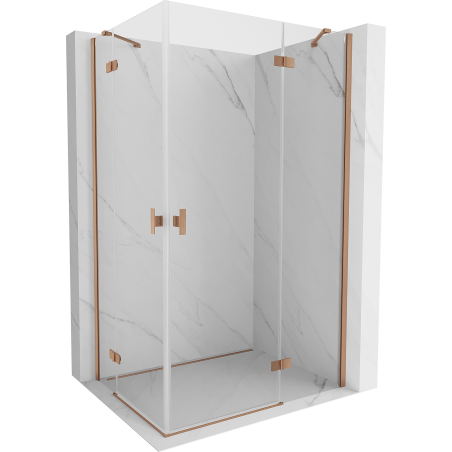 Mexen Mist H Duo стъклена душ кабина 90 x 105 см, прозрачна, с четкана мед - 8A5-090L-105P-65-00