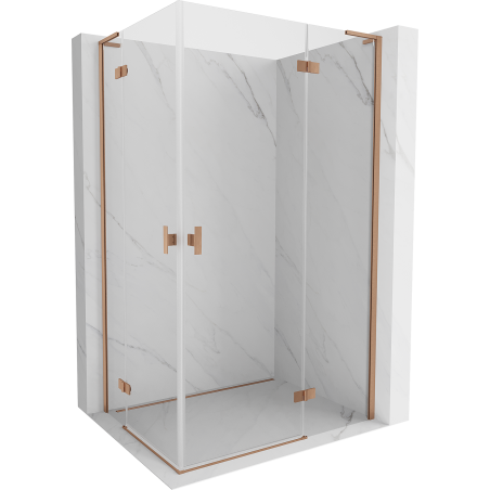 Mexen Mist-H L Duo душ кабина с отварящи се врати 85 x 110 см, прозрачна, матирана мед - 8A5L-085L-110P-65-00