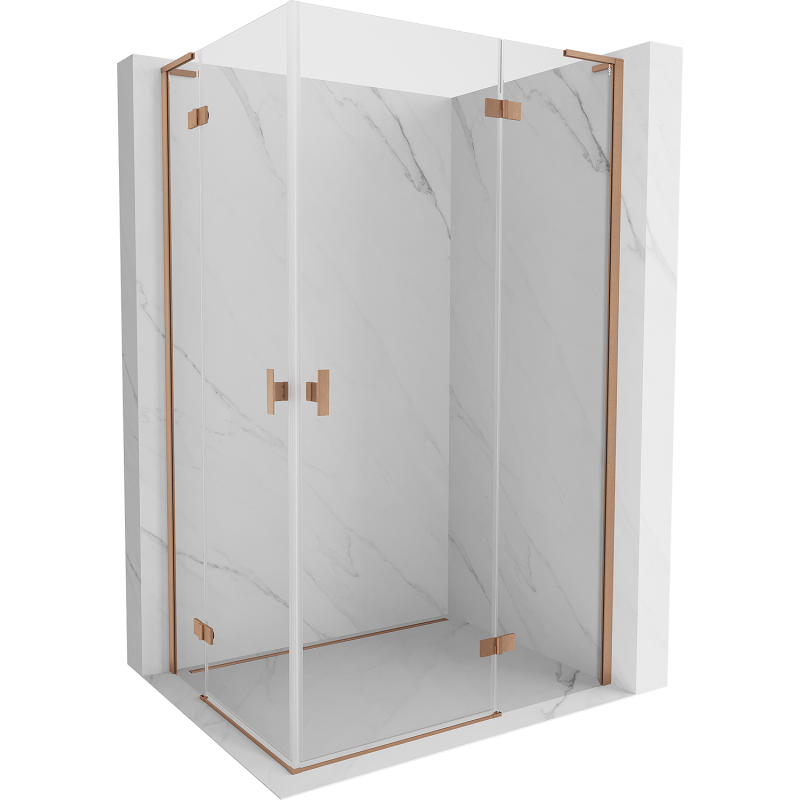 Душ кабина Mexen Mist-H L Duo, люлееща се, 90 x 115 см, прозрачно, четкана мед - 8A5L-090L-115P-65-00