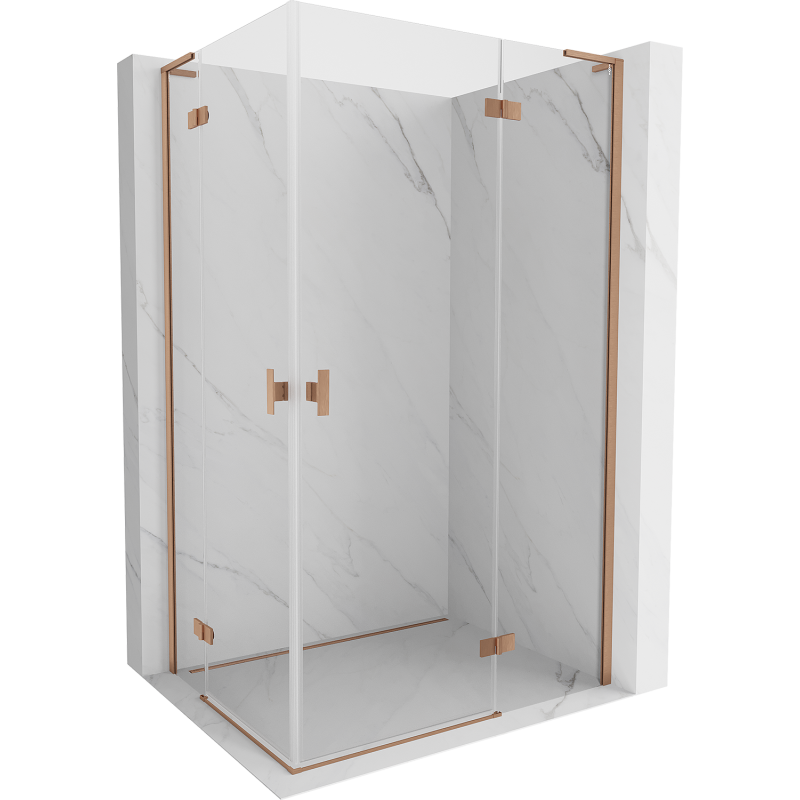 Mexen Mist-H L Duo душ кабина отваряема 90 x 120 см, прозрачна, матирана мед - 8A5L-090L-120P-65-00