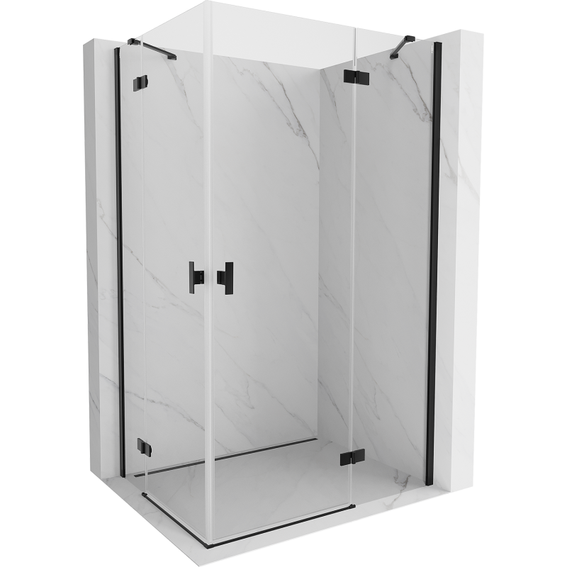 Mexen Mist H Duo душ кабина с отваряща се врата 80 x 105 см, прозрачна, черна - 8A5-080L-105P-70-00