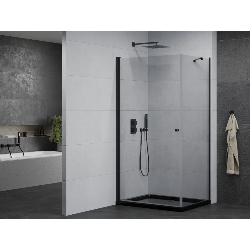 Mexen Pretoria разтегателна душ кабина 90 x 120 см, прозрачна, черна + поддушов