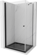 Mexen Pretoria душ кабина с отваряне 90 x 120 см, прозрачна, черна + под душ Flat, черен - 852-090-120-70-00-4070B