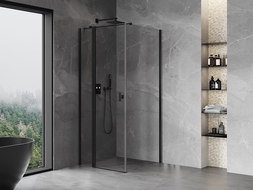 Mexen Mist T, отваряща се душ кабина 80 x 80 cm, прозрачна, черна - 8A4T-080-080-70-00