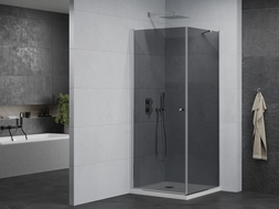 Mexen Pretoria душ кабина с отваряне 70 x 70 см, графит , хром + под душ - 852-070-070-01-40-4010