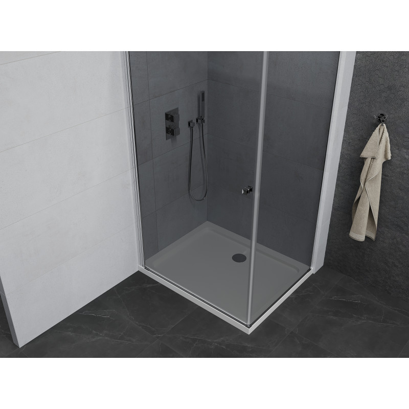Mexen Pretoria разтегаема душ кабина 80 x 70 см, графит, хром + плосък душ под 