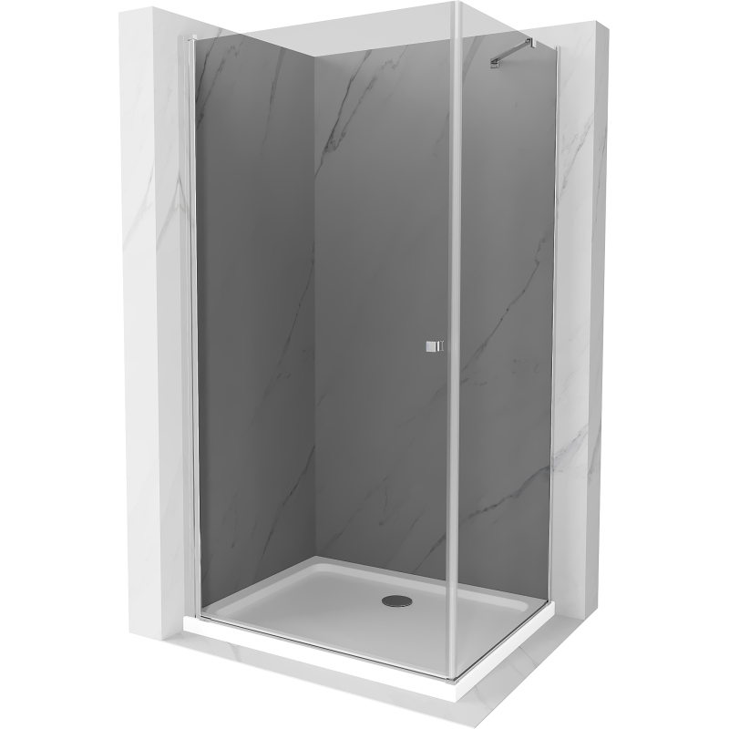 Mexen Pretoria душкабина с отварящи се врати 80 x 120 см, графит, хром + поддушник Flat - 852-080-120-01-40-4010