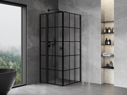Mexen Mist T кабина за душ лява 80 x 80 см, черна мрежа, черна - 8A4T-080-080-70-77-L