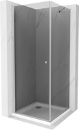 Mexen Pretoria душ кабина с повдигнато отваряне 80 x 80 см, графит, хром + под душ Flat - 852-080-080-01-40-4010