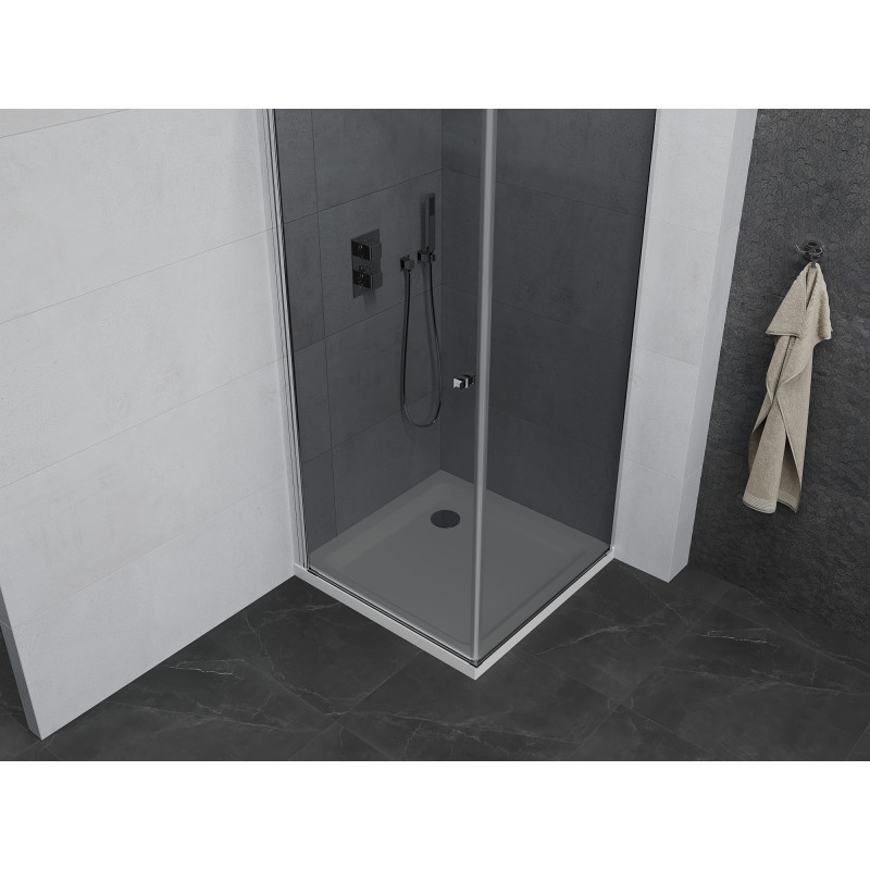 Mexen Pretoria отваряща се душ кабина 80 x 80 см, графит, хром + корито Flat