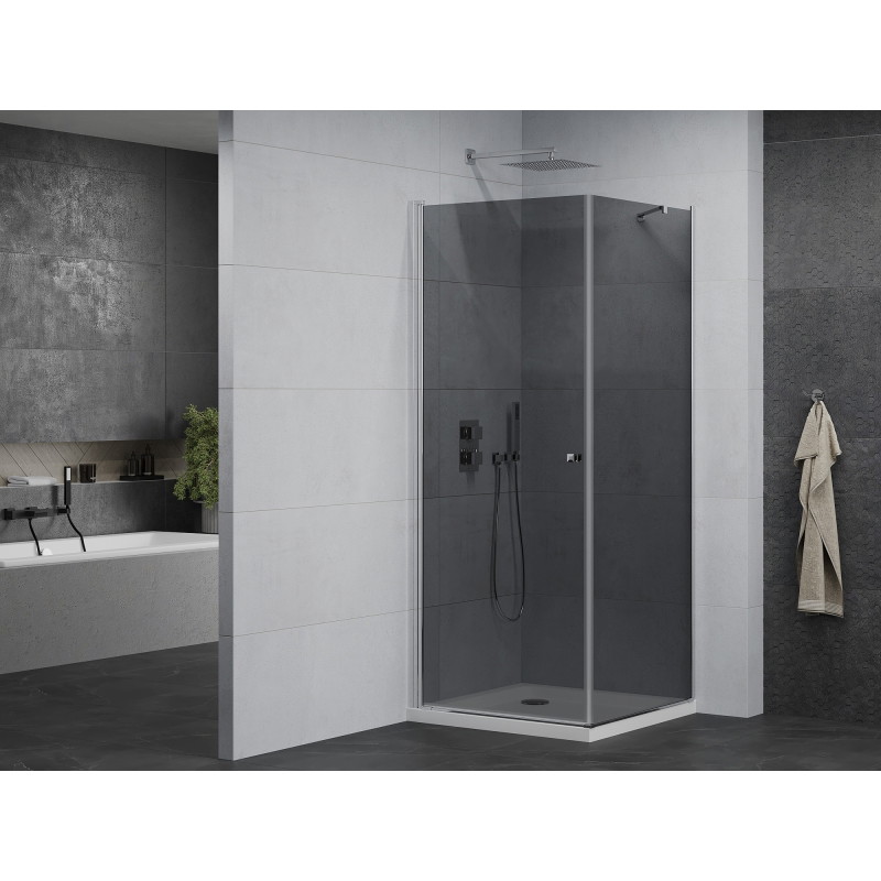 Mexen Pretoria отваряема душ кабина 80 x 80 см, графит, хром + корито Flat