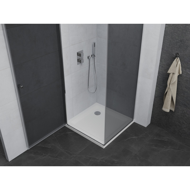 Mexen Pretoria отваряща се душ кабина 80 x 80 см, графит, хром + корито Flat