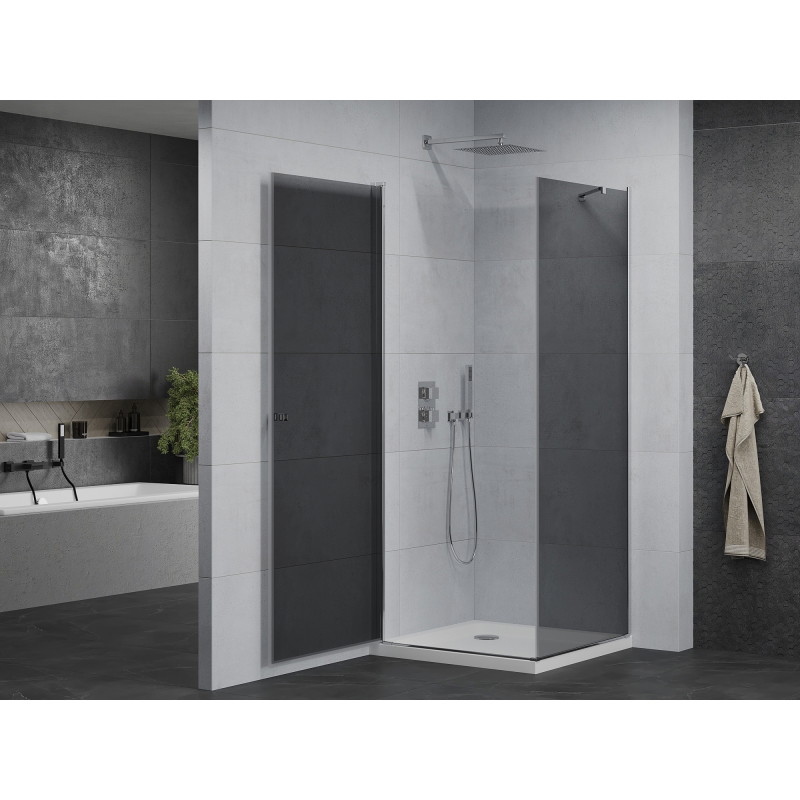 Mexen Pretoria отваряема душ кабина 80 x 80 см, графит, хром + корито Flat