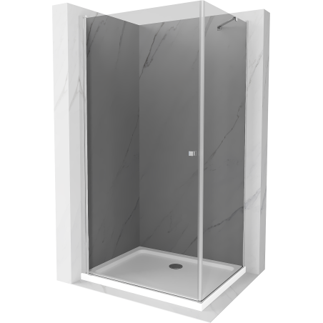 Mexen Pretoria душ кабина с отваряща се врата 90 x 80 см, графит, хром + тава Flat - 852-090-080-01-40-4010