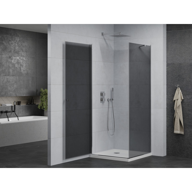 Mexen Pretoria душ кабина с отваряща се врата 90 x 90 см, графит, хром + корито Flat