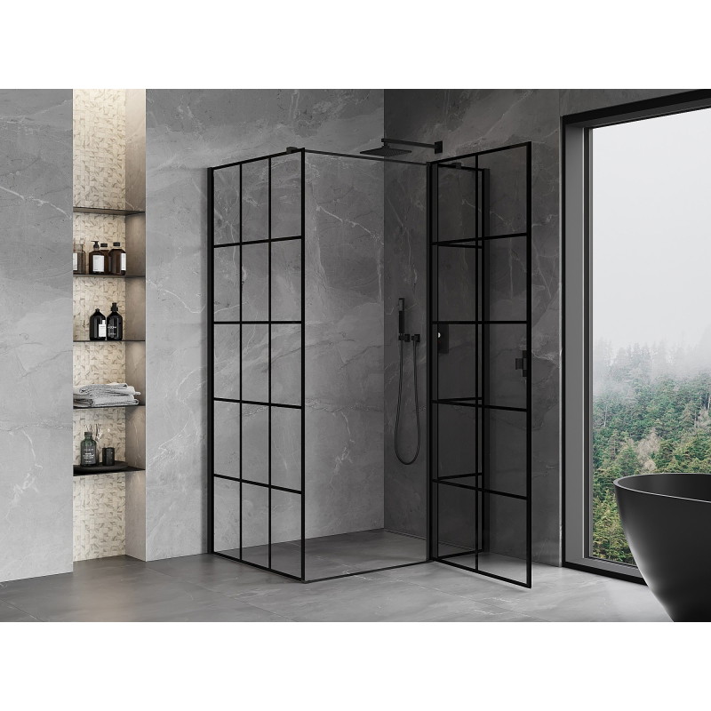 Mexen Mist T душ кабина отваряема дясна 115 x 75 см, черна решетка, черна