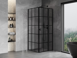 Mexen Mist T ъглова душ кабина отваряема дясна 80 x 80 см, черна решетка, черна - 8A4T-080-080-70-77-P