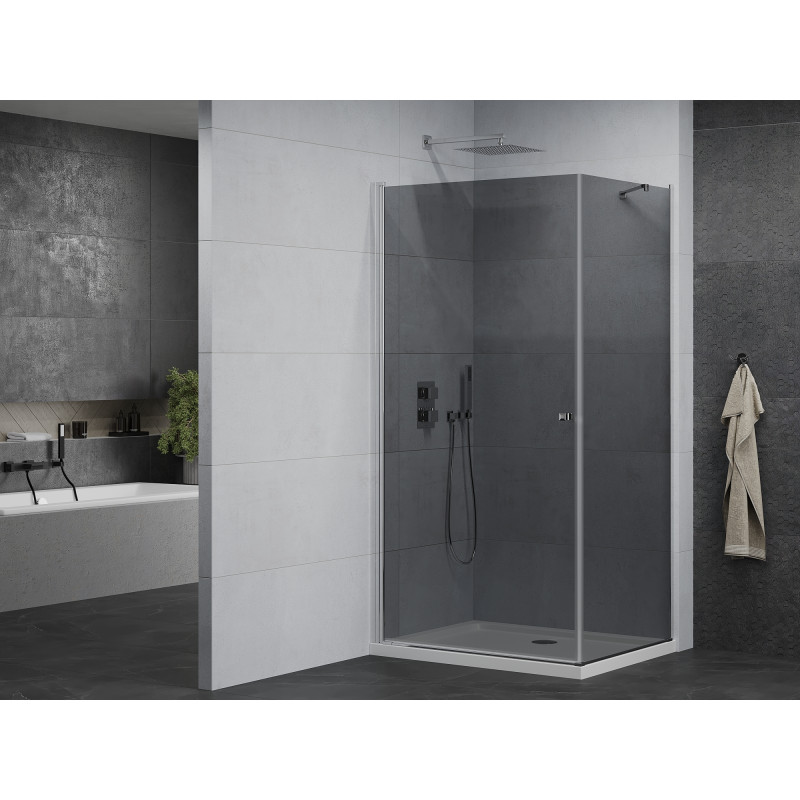 Mexen Pretoria отваряща се душ кабина 90 x 110 см, графит, хром + плосък поддушник