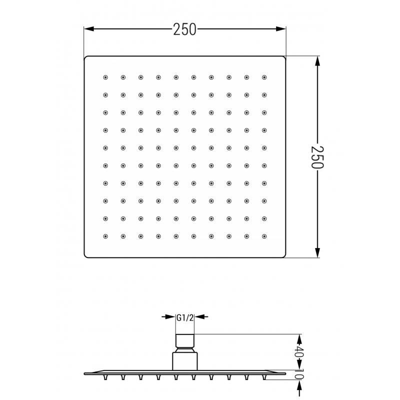 Mexen Slim душ глава 25 х 25 см, златна - 79125-50