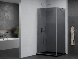 Mexen Pretoria душ кабина с отваряне 70 x 80 см, графит, хром + подматрачна плоча Flat, черен - 852-070-080-01-40-4070