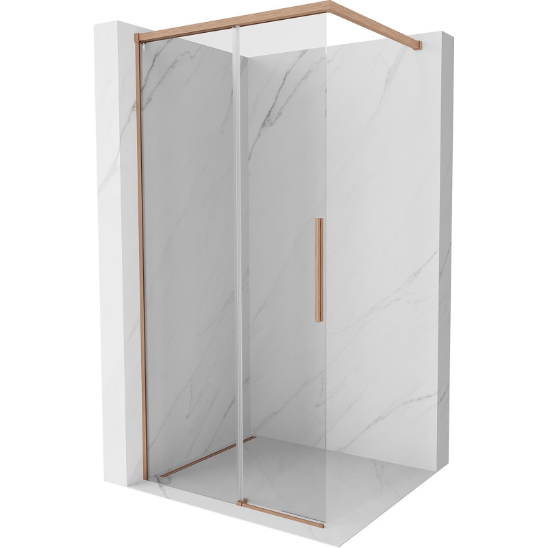 Mexen Rox душ панел Walk-in 110 x 200 см, прозрачен 8 мм, четкан мед - 8C2-110-003-65-00