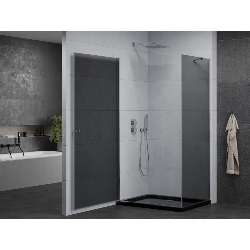Mexen Pretoria разтваряема душ кабина 80 x 70 см, графит, хром + поддушова плочка