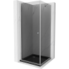 Mexen Pretoria душ кабина с въртяща се врата 80 x 80 см, графит, хром + корито Flat,