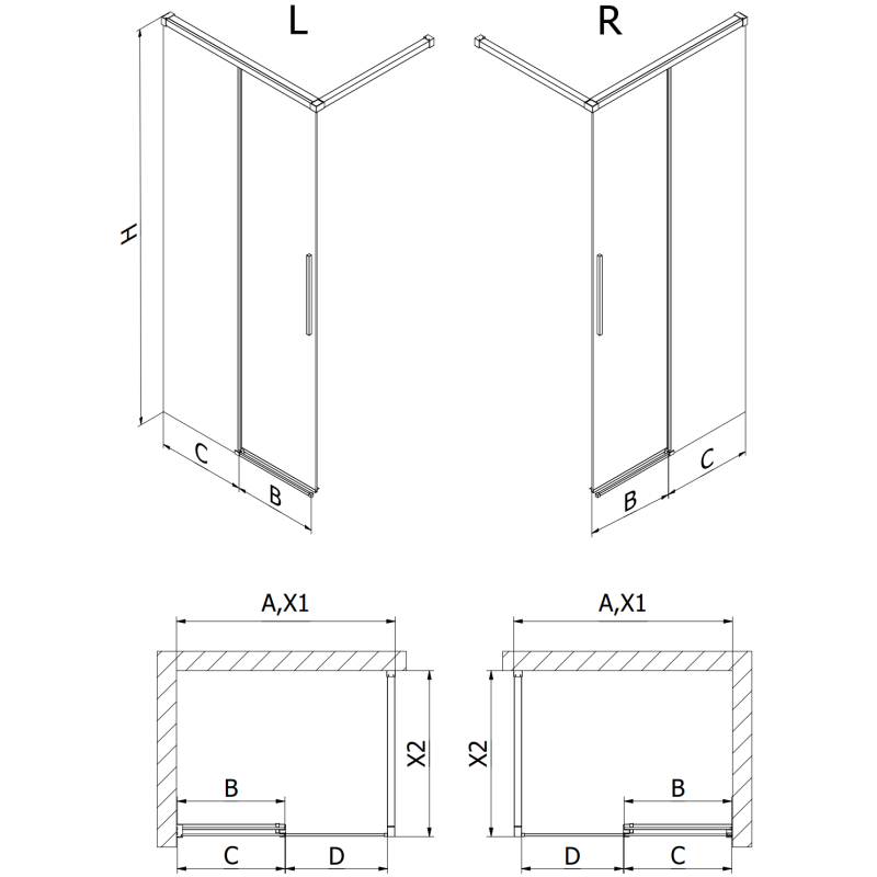 Mexen Rox душ параван Walk-in 95 x 200 см, прозрачно 8 мм, черно - 8C2-095-003-70-00