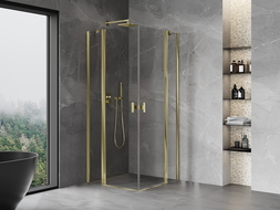Mexen Mist Duo душ кабина с отваряеми врати 80 x 80 см, прозрачна, злато - 8A4-080-080-50-00