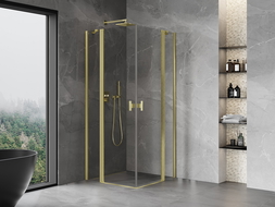 Mexen Mist Duo душ кабина с врати 80 x 80 см, прозрачна, златна четкована - 8A4-080-080-55-00