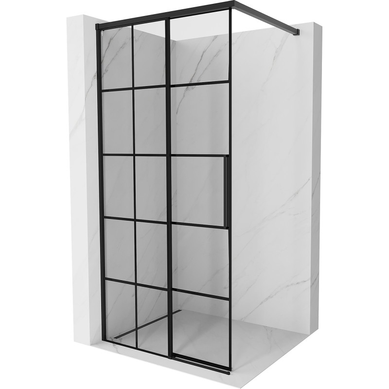 Mexen Rox Душ стена Walk-in лява 75 x 200 см, черна решетка 8 мм, черна - 8C2-075-003-70-77-L