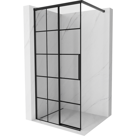 Mexen Rox Душ стена Walk-in лява 75 x 200 см, черна решетка 8 мм, черна - 8C2-075-003-70-77-L